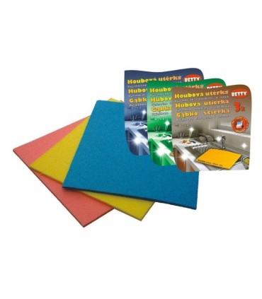 Utěrka BETTY houbová sada 3ks, 16x18 cm, celulosa