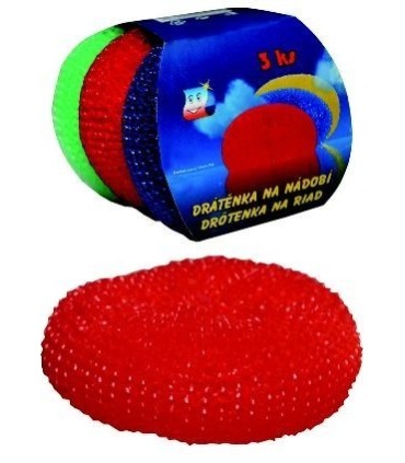 Drátěnka NYLON 8 g, 3 ks  mix barev