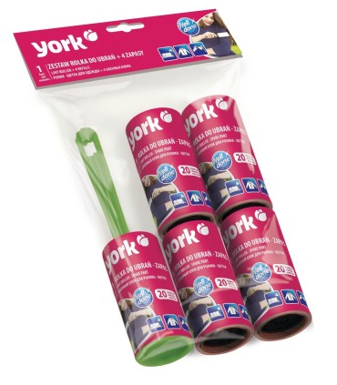 Váleček čistící na šaty + 4 ks náhradní válečky, 20x4,3 cm, plast, papír