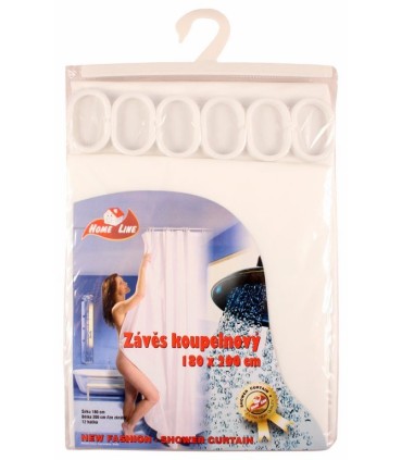 Závěs koupelnový jednobarevný, 180x200 cm, plast, mix barev