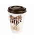 Kelímek RETRO VASO CAFÉ na kávu , s víčkem 3 motivy, 13x9 cm, 0,43 l, plast