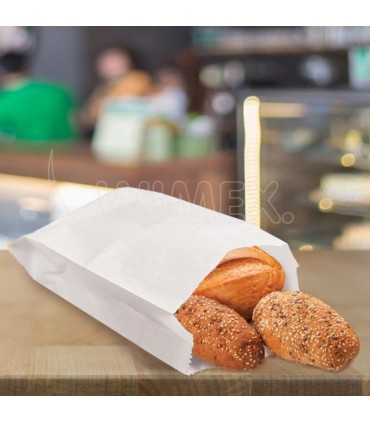 Papírový sáček s bočním skladem bílý 10+5 x 22 cm,  0,5kg  [100 ks]